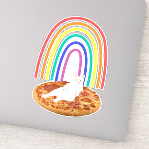 Cat chilling on pizza rainbow