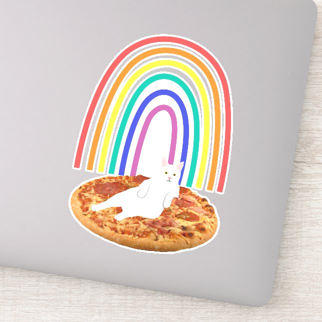 Cat chilling on pizza rainbow (Detail)