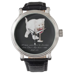 Cat Chocolate and Wine Lovers Quote Watch