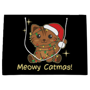 Cat Christmas Animals Cute Cats Meowy Catmas Large Gift Bag