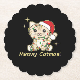 Cat Christmas Animals Cute Cats Meowy Catmas Paper Coaster