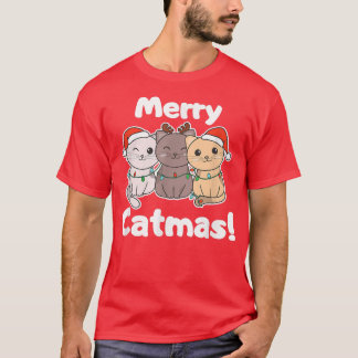 Cat Christmas Animals Cute Cats Merry Catmas  T-Shirt