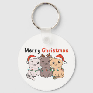 Cat Christmas Animals Cute Cats Merry Christmas Ke Key Ring