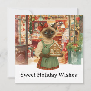 Cat Christmas Bakery for Cat Lovers Holiday  Card