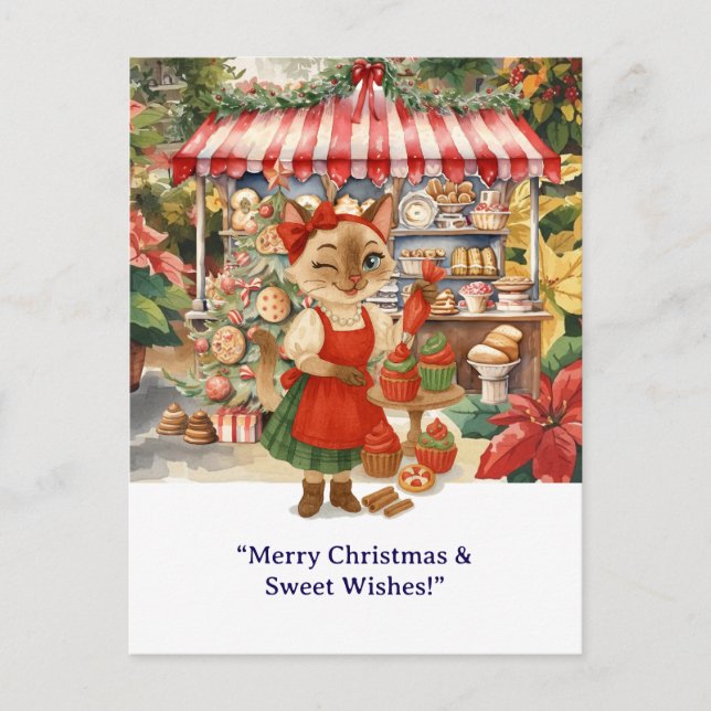 Cat Christmas Bakery themed for Cat lovers Postcard (Front)