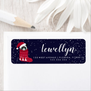cat christmas card return address label