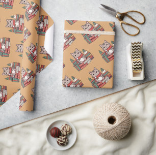 Cat Christmas Cats Gold wrapping paper