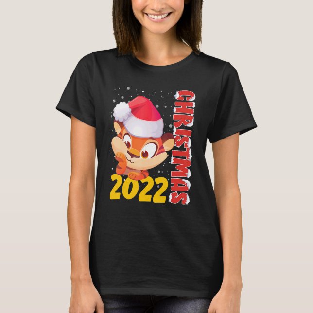 Cat   Christmas Cute Cat Santa Hat Ugly Christmas T-Shirt (Front)