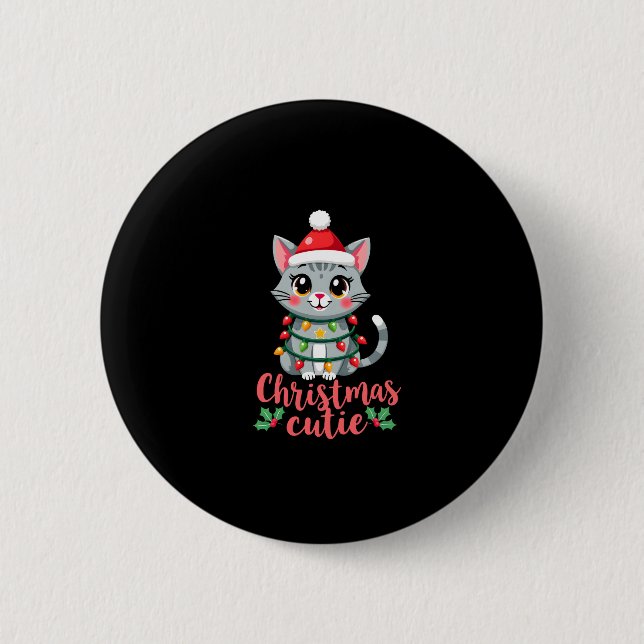 Cat Christmas Cutie Cats Christmas T-Shirt for Men 6 Cm Round Badge (Front)