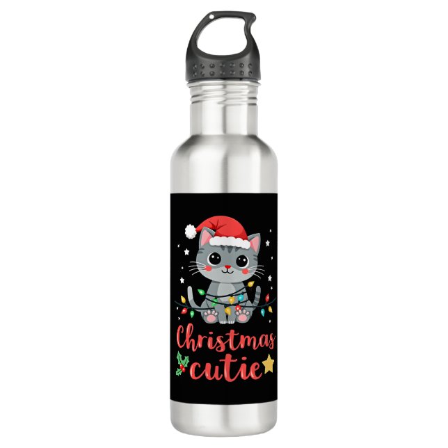 Cat Christmas Cutie Cats Christmas T-Shirt for Men 710 Ml Water Bottle (Front)
