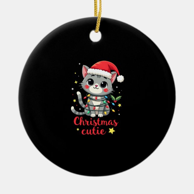 Cat Christmas Cutie Cats Christmas T-Shirt for Men Ceramic Ornament (Front)