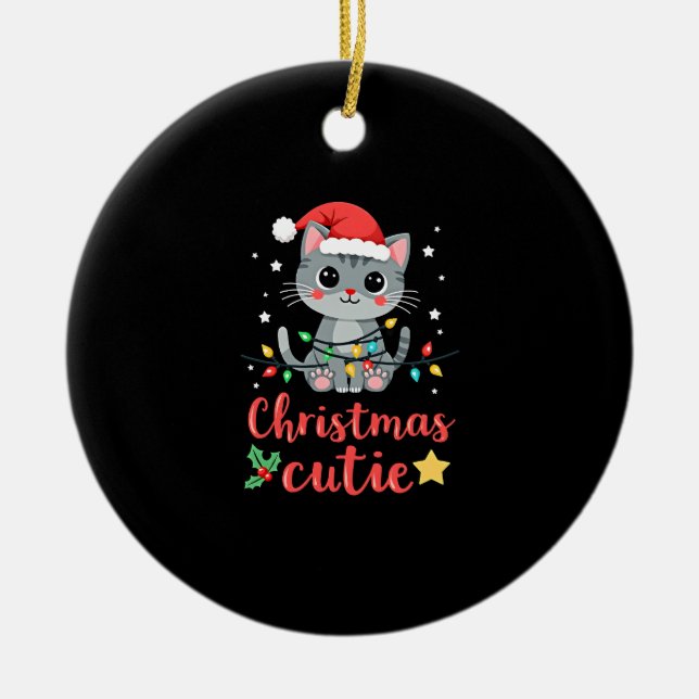 Cat Christmas Cutie Cats Christmas T-Shirt for Men Ceramic Ornament (Front)