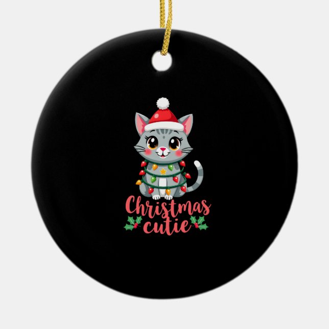 Cat Christmas Cutie Cats Christmas T-Shirt for Men Ceramic Ornament (Front)