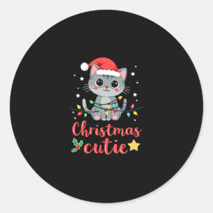 Cat Christmas Cutie Cats Christmas T-Shirt for Men Classic Round Sticker