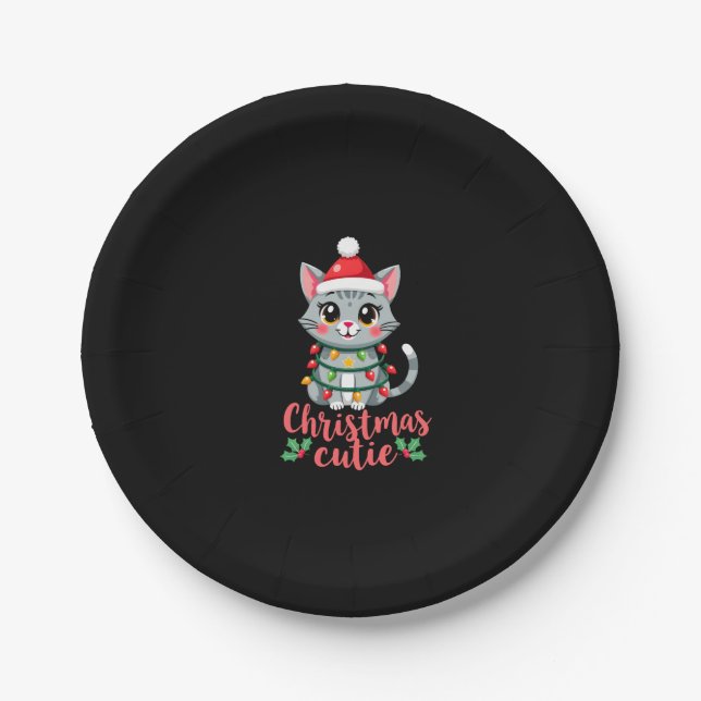 Cat Christmas Cutie Cats Christmas T-Shirt for Men Paper Plate (Front)