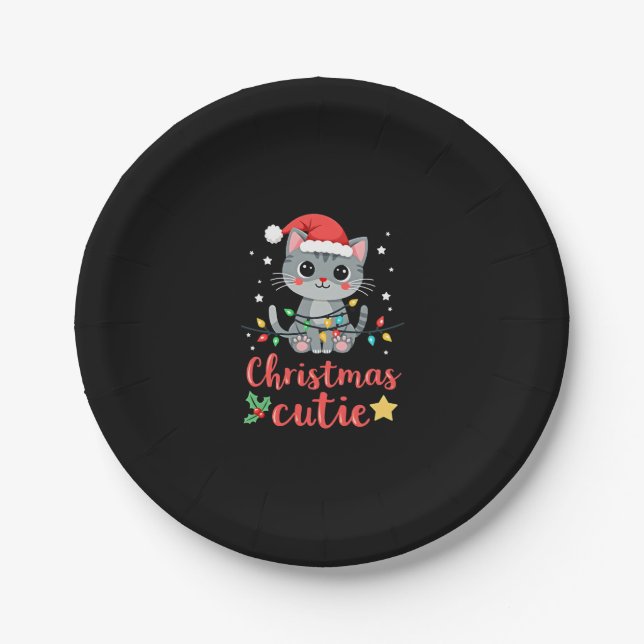 Cat Christmas Cutie Cats Christmas T-Shirt for Men Paper Plate (Front)