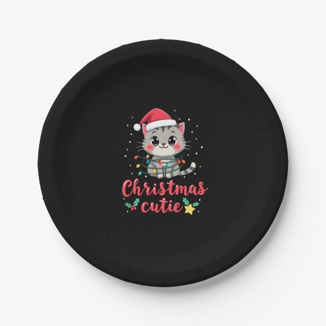 Cat Christmas Cutie Cats Christmas T-Shirt for Men Paper Plate (Front)
