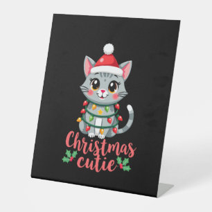 Cat Christmas Cutie Cats Christmas T-Shirt for Men Pedestal Sign