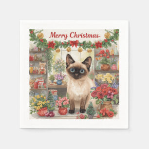 Cat Christmas flower arrangement by florist Napkin