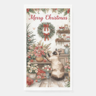 Cat Christmas flower arrangement by florist Napkin