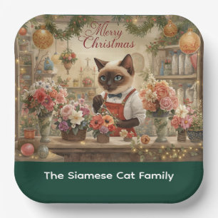 Cat Christmas flower arrangement by florist Paper Plate