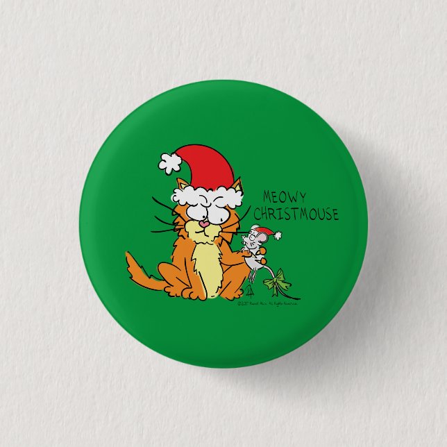 Cat  Christmas Funny Cartoon Cute Mouse 3 Cm Round Badge (Front)