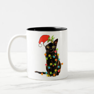 Cat Christmas Funny Meowy Christmas Tree Cat Two-Tone Coffee Mug