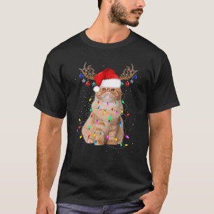 Cat Christmas Funny Meowy Reindeer Santa Pyjamas X T-Shirt