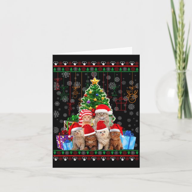 Cat Christmas Funny Ugly Women Men Merry Gift  Card (Front)