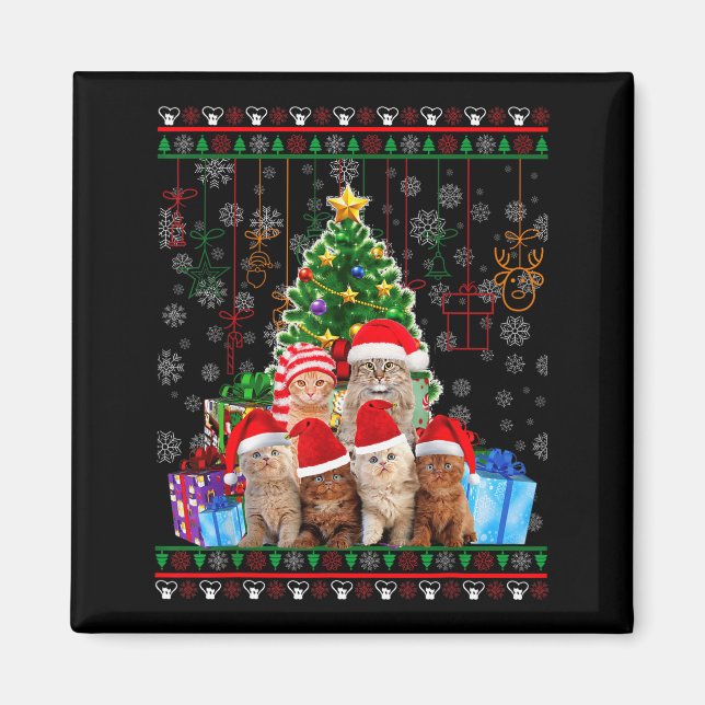Cat Christmas Funny Ugly Women Men Merry Gift  Magnet (Front)