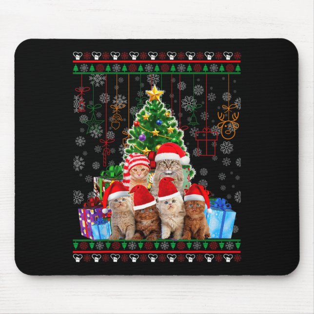 Cat Christmas Funny Ugly Women Men Merry Gift  Mouse Pad (Front)