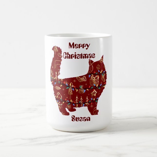 cat christmas gift, customise personalised name coffee mug (Center)