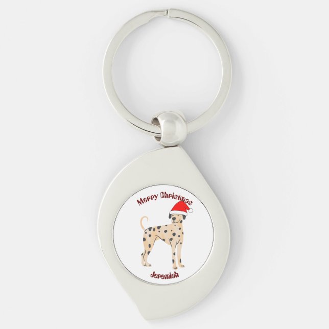 cat christmas gift, customise personalised name   key ring (Front)