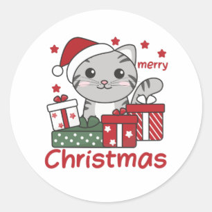 Cat Christmas Gift Winter Animals Cats Classic Round Sticker