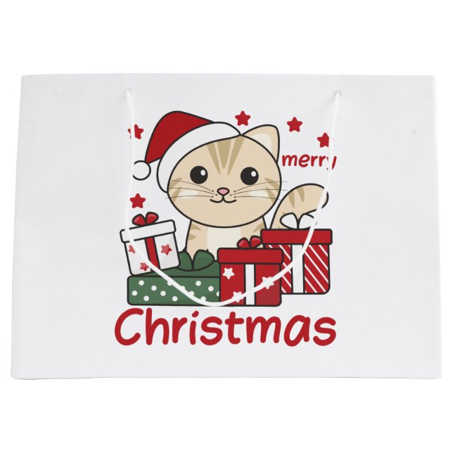 Cat Christmas Gift Winter Animals Cats Large Gift  Bag (Front)