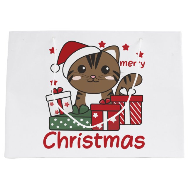 Cat Christmas Gift Winter Animals Cats Large Gift  Bag (Front)