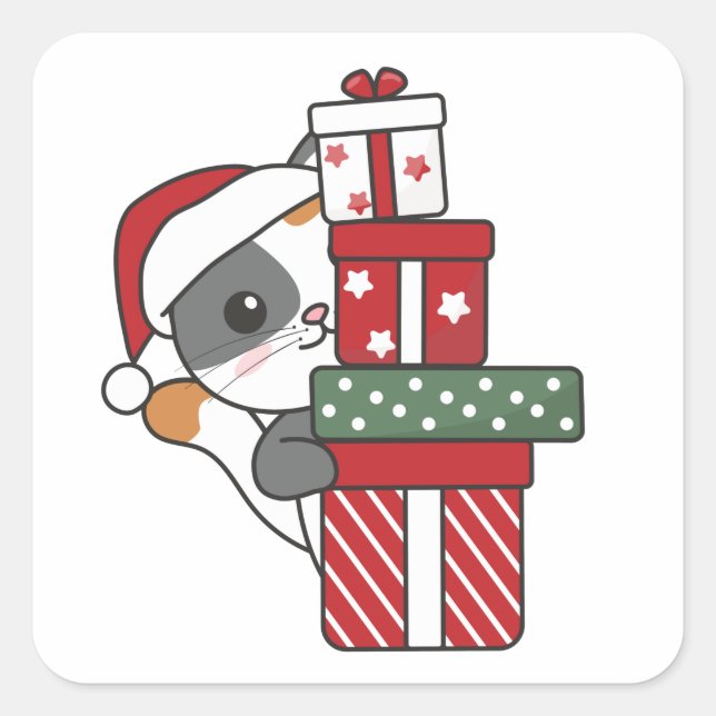 Cat Christmas Gift Winter Animals Cats Square Stic Square Sticker (Front)