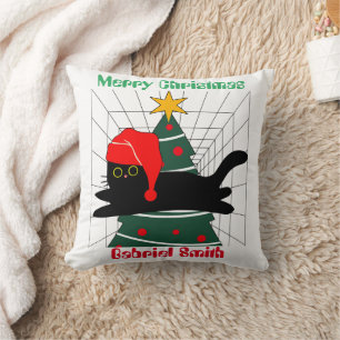 cat christmas gifts, personalised name cushion