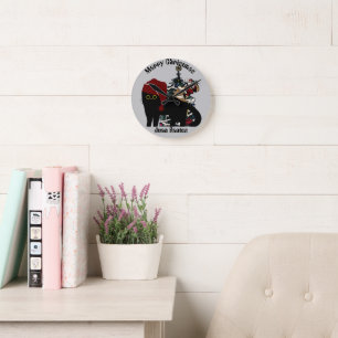 cat christmas gifts, personalised name round clock
