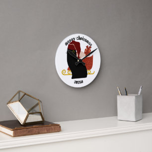 cat christmas gifts, personalised name round clock