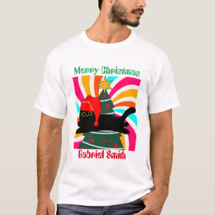 cat christmas gifts, personalized name T-Shirt