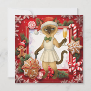 Cat Christmas greeting for cat lovers Holiday Card