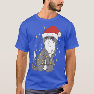 Cat Christmas Hat Christmas Lights Cute Cat Christ T-Shirt