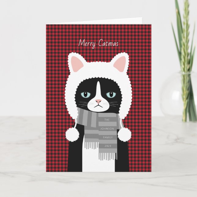 Cat Christmas Holiday Card (Front)