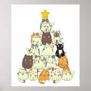 cat christmas holiday poster