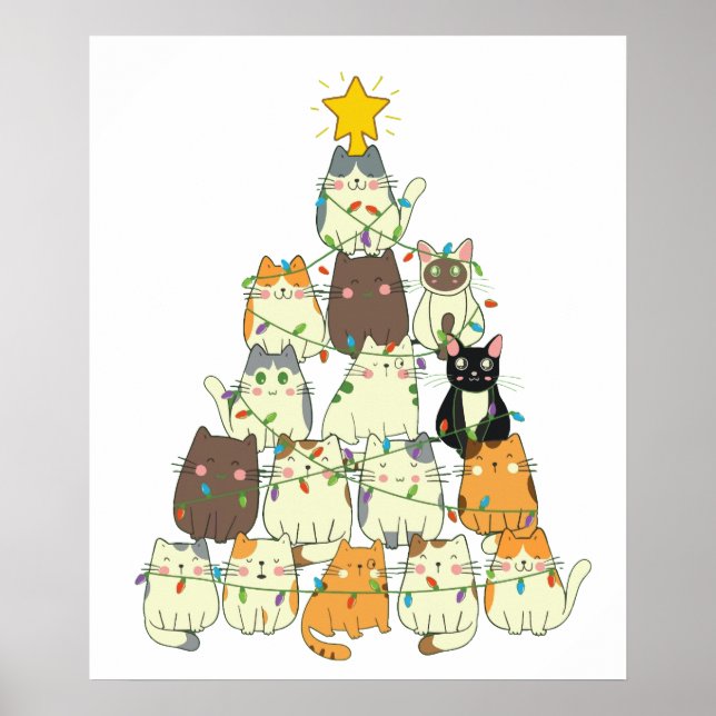 cat christmas holiday poster (Front)