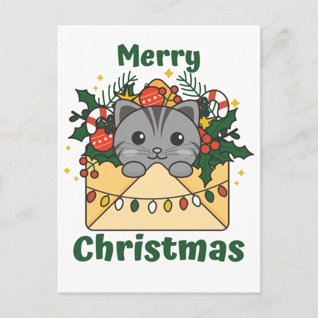 Cat Christmas Letter Winter Animals Cats Holiday P Postcard (Front)