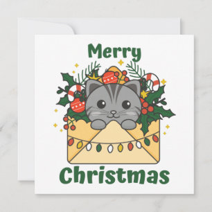 Cat Christmas Letter Winter Animals Cats Invitatio Invitation