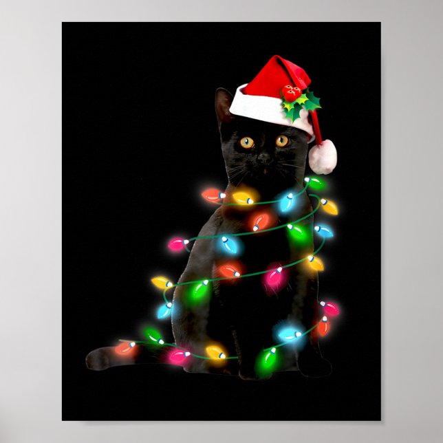Cat Christmas Light Funny Cat Lover Christmas  Poster (Front)