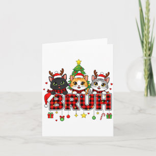 Cat Christmas Light Reindeer Santa Bruh Funny  Card